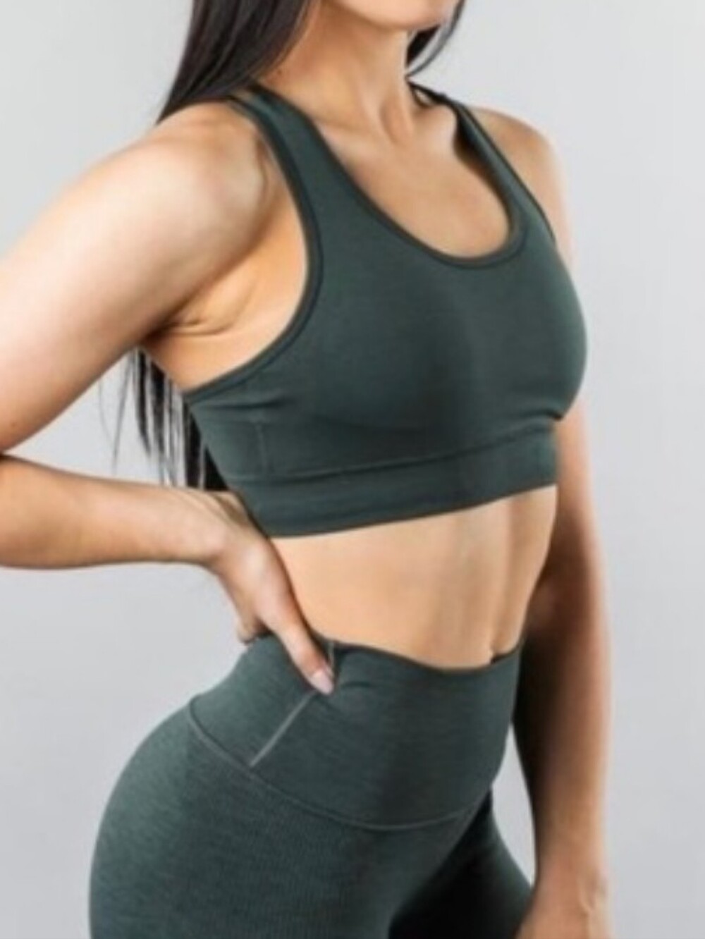 Alphalete Dark Green Strappy Cross-Back Sports Bralette